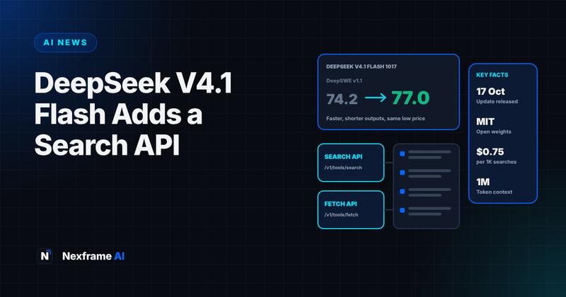 DeepSeek V4.1 Flash Update Adds a Web Search API