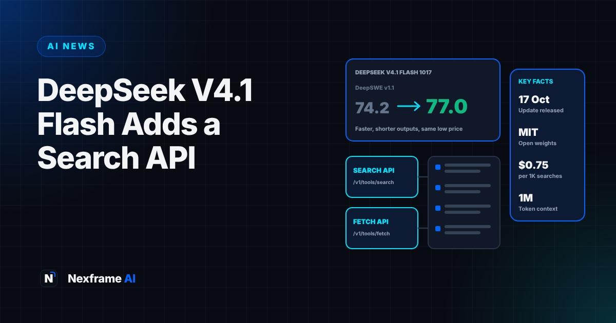 DeepSeek V4.1 Flash Update Adds a Web Search API